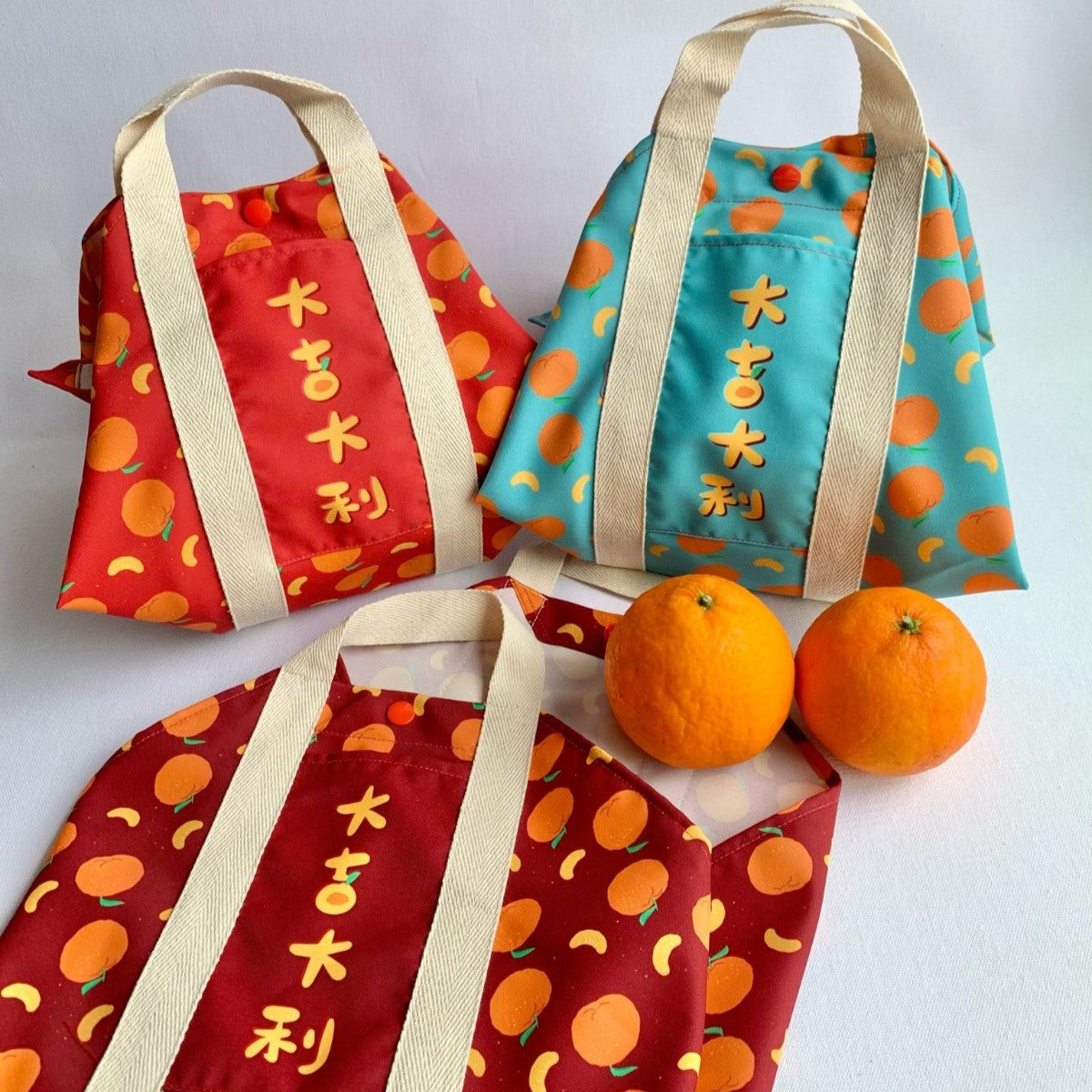 Tsutsumi Square Wrap x CNY Prosperity Oranges (Wine Red)