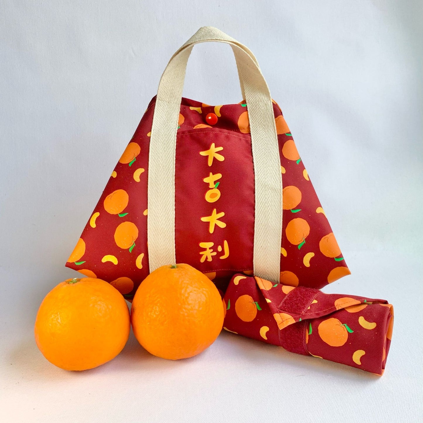 Tsutsumi Square Wrap x CNY Prosperity Oranges (Wine Red)