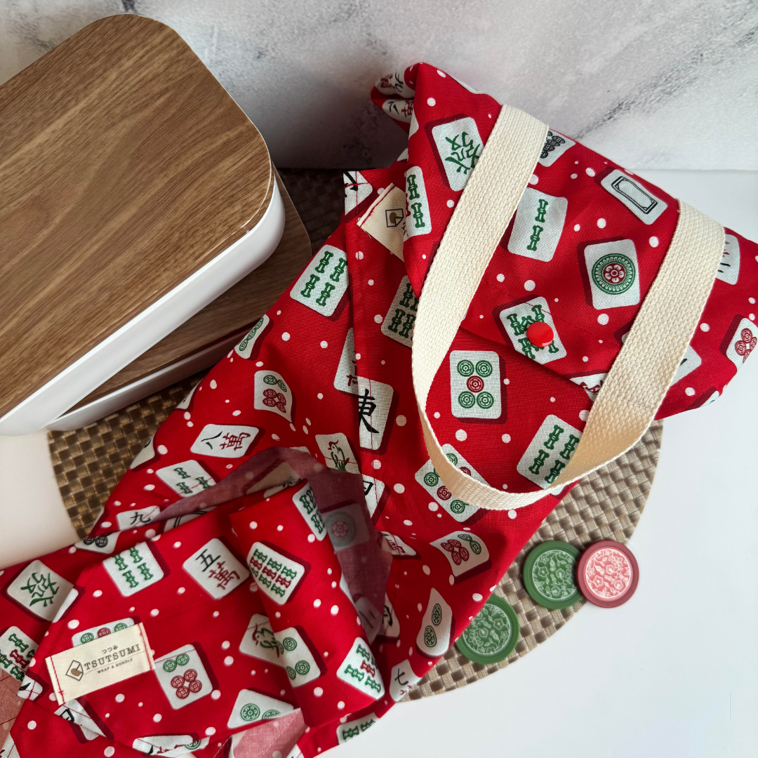 Tsutsumi Square Wrap x Handmade - Mahjong Red