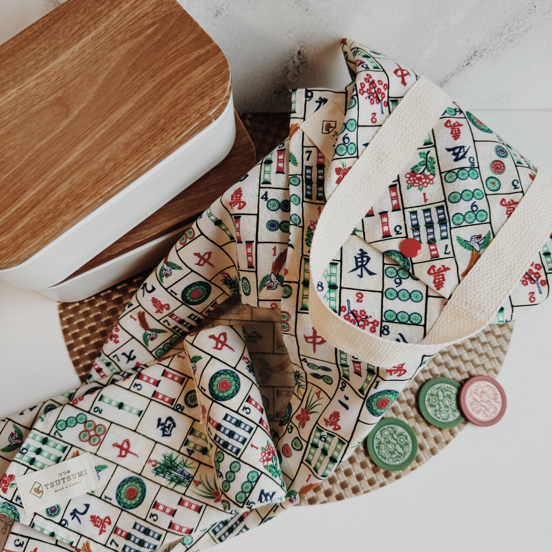 Tsutsumi Square Wrap x Handmade - Mahjong Rows
