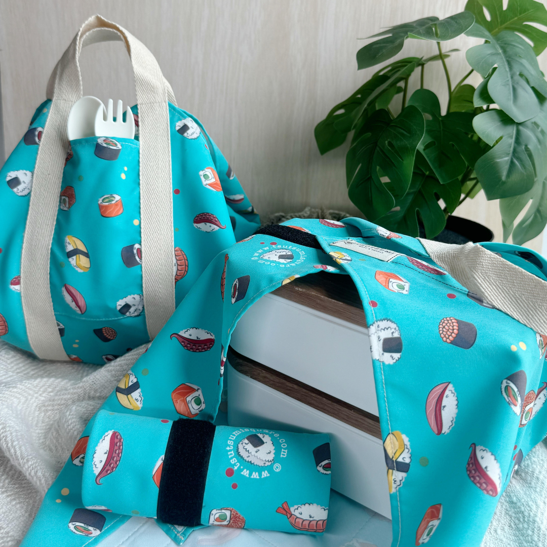 Tsutsumi Square Wrap x Sushi News in Blue