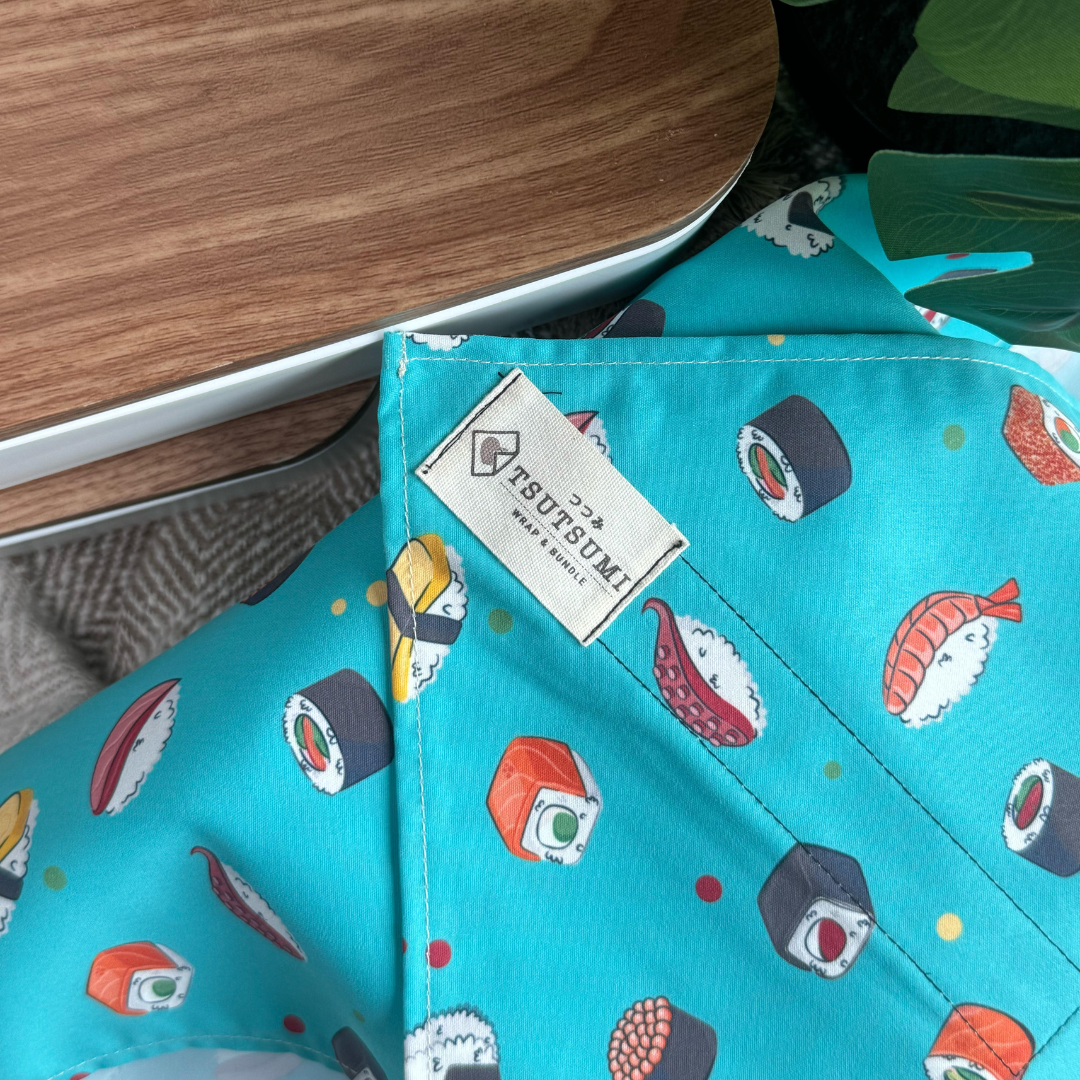 Tsutsumi Square Wrap x Sushi News in Blue