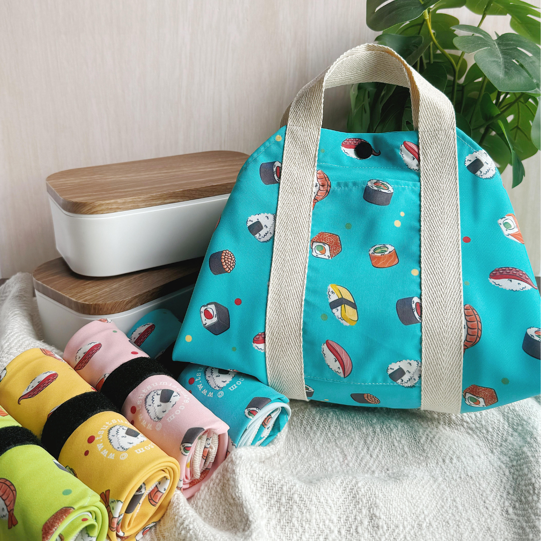 Tsutsumi Square Wrap x Sushi News in Blue