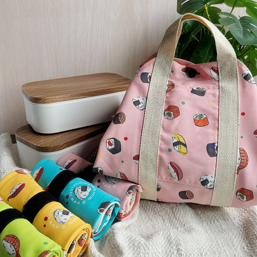 Tsutsumi Square Wrap x Sushi News in Pink