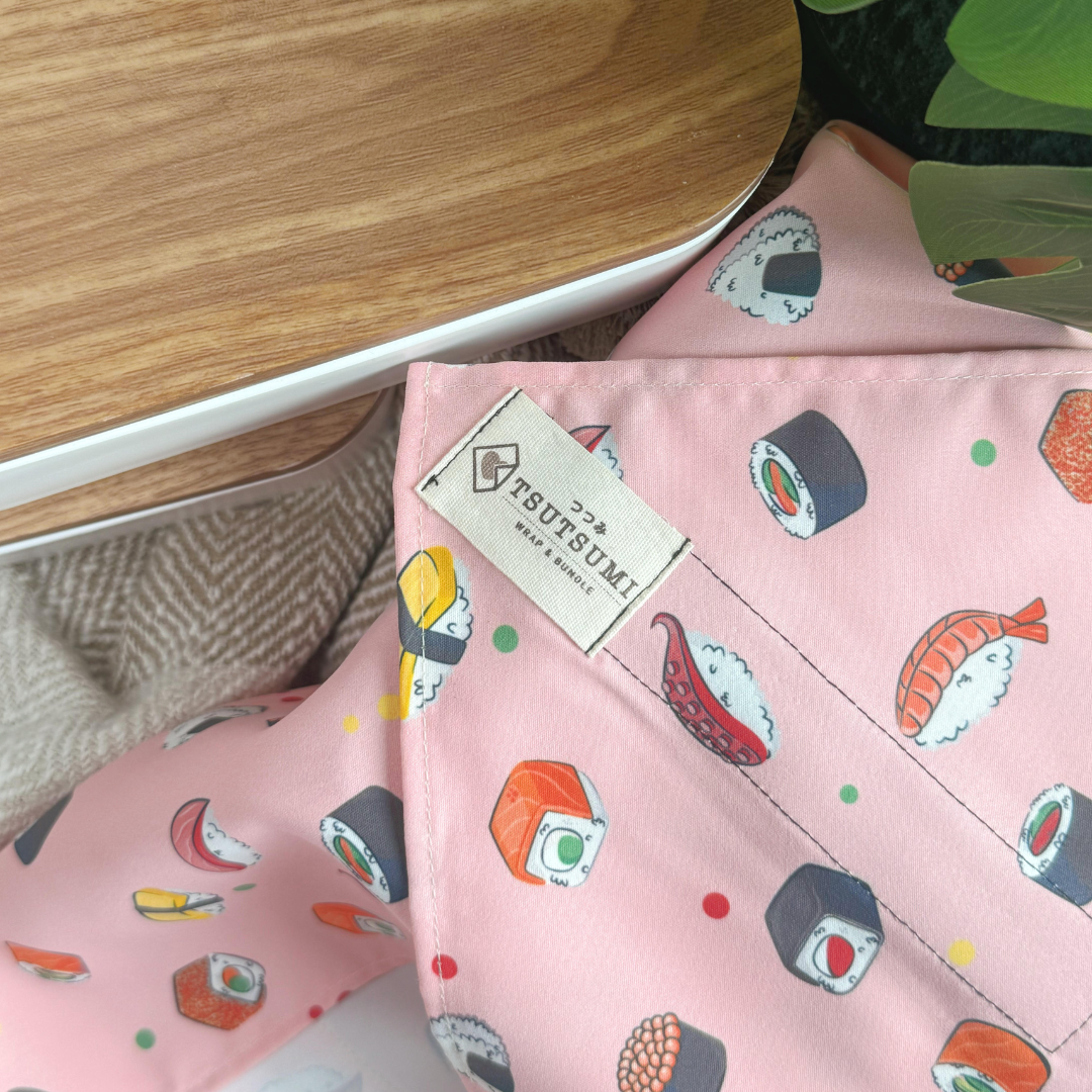 Tsutsumi Square Wrap x Sushi News in Pink