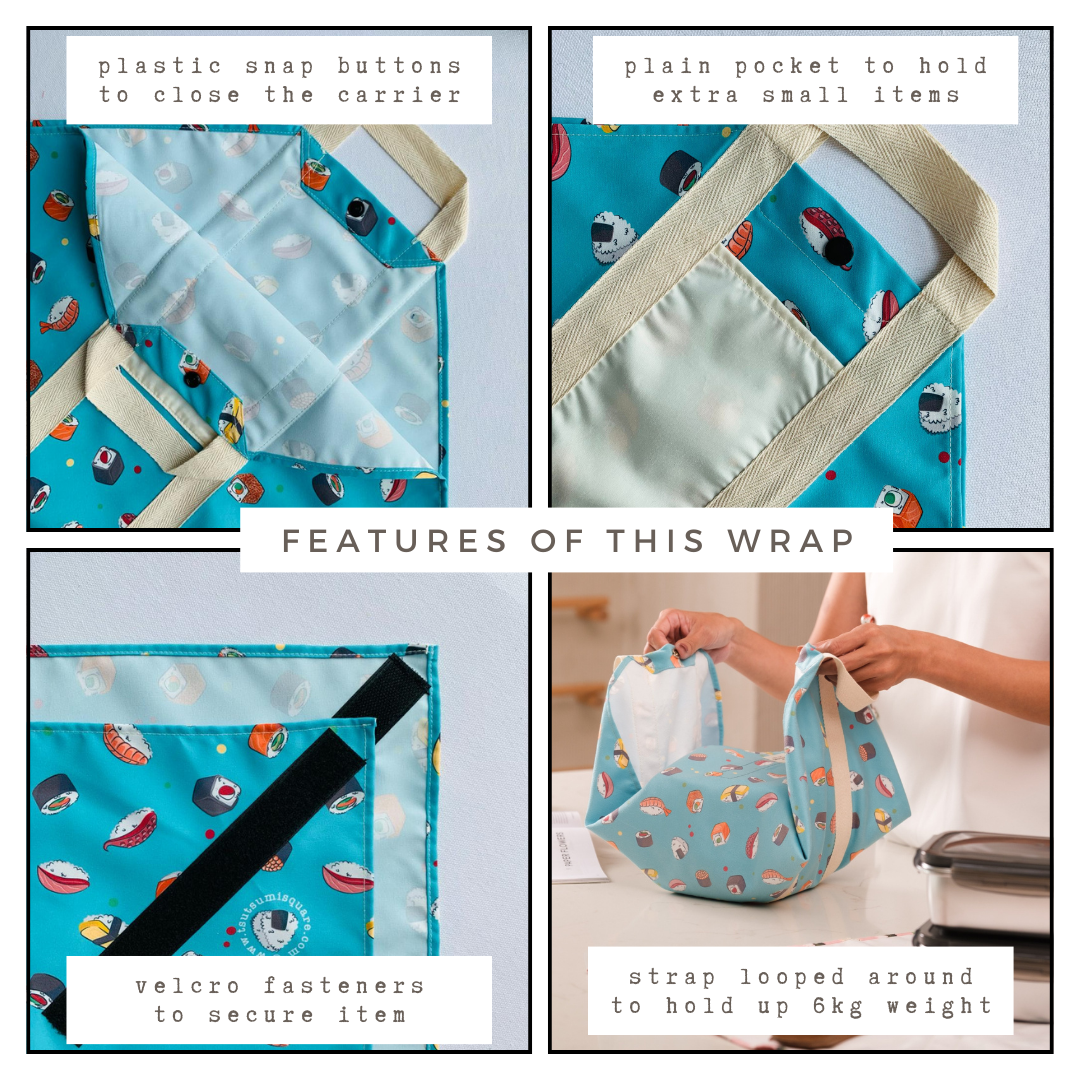 Tsutsumi Square Wrap x Love for Sushi in Blue