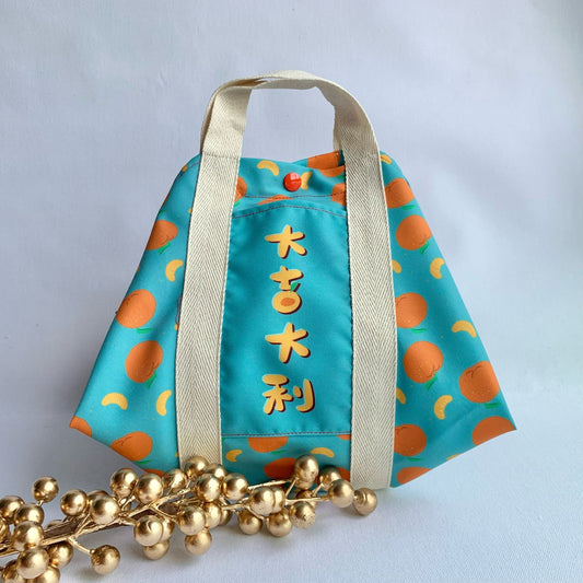 Tsutsumi Square Wrap x CNY Prosperity Oranges (Turquoise)